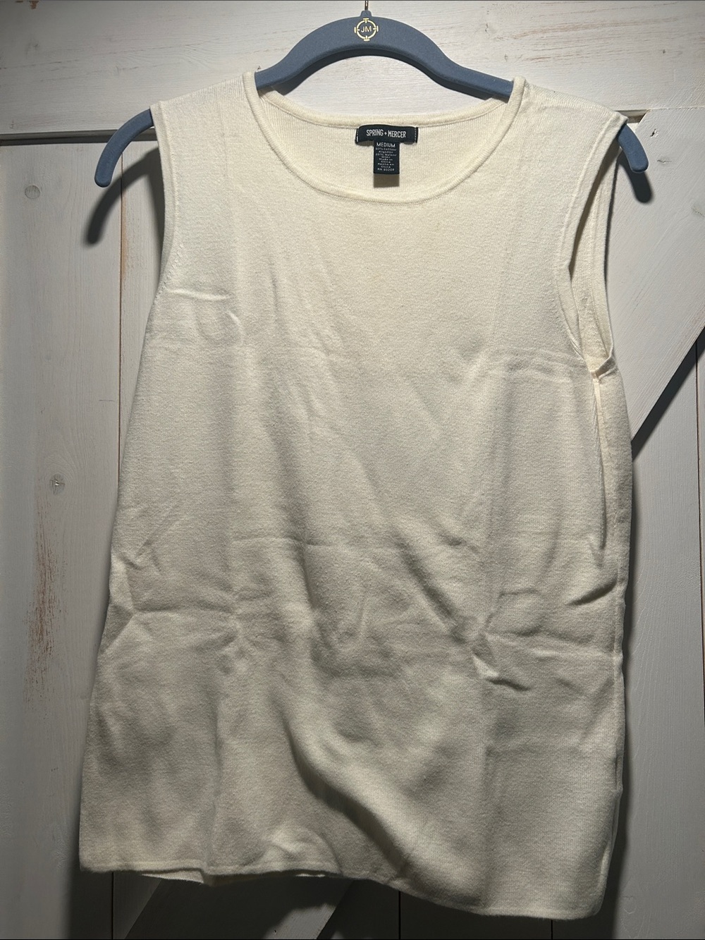 Spring + Mercer Cream Sleeveless Knit Tank Medium